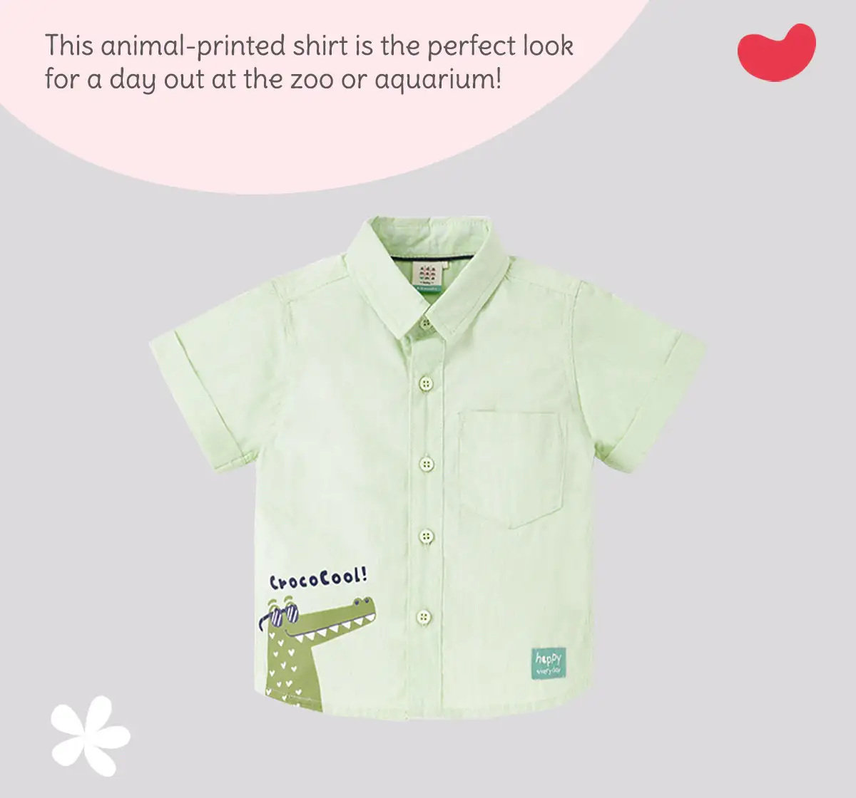 Infant Boys Printed 100% Cotton Shirt - Green