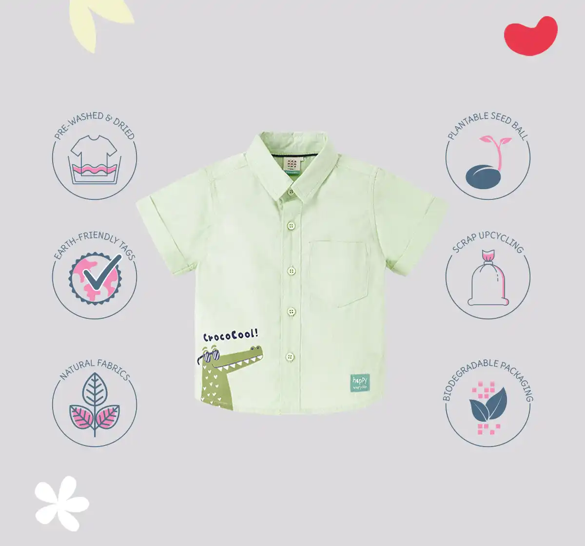Infant Boys Printed 100% Cotton Shirt - Green
