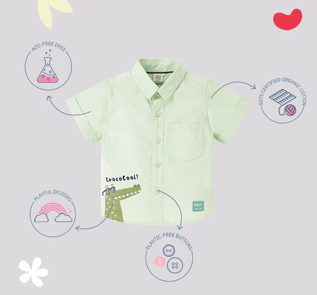 Infant Boys Printed 100% Cotton Shirt - Green