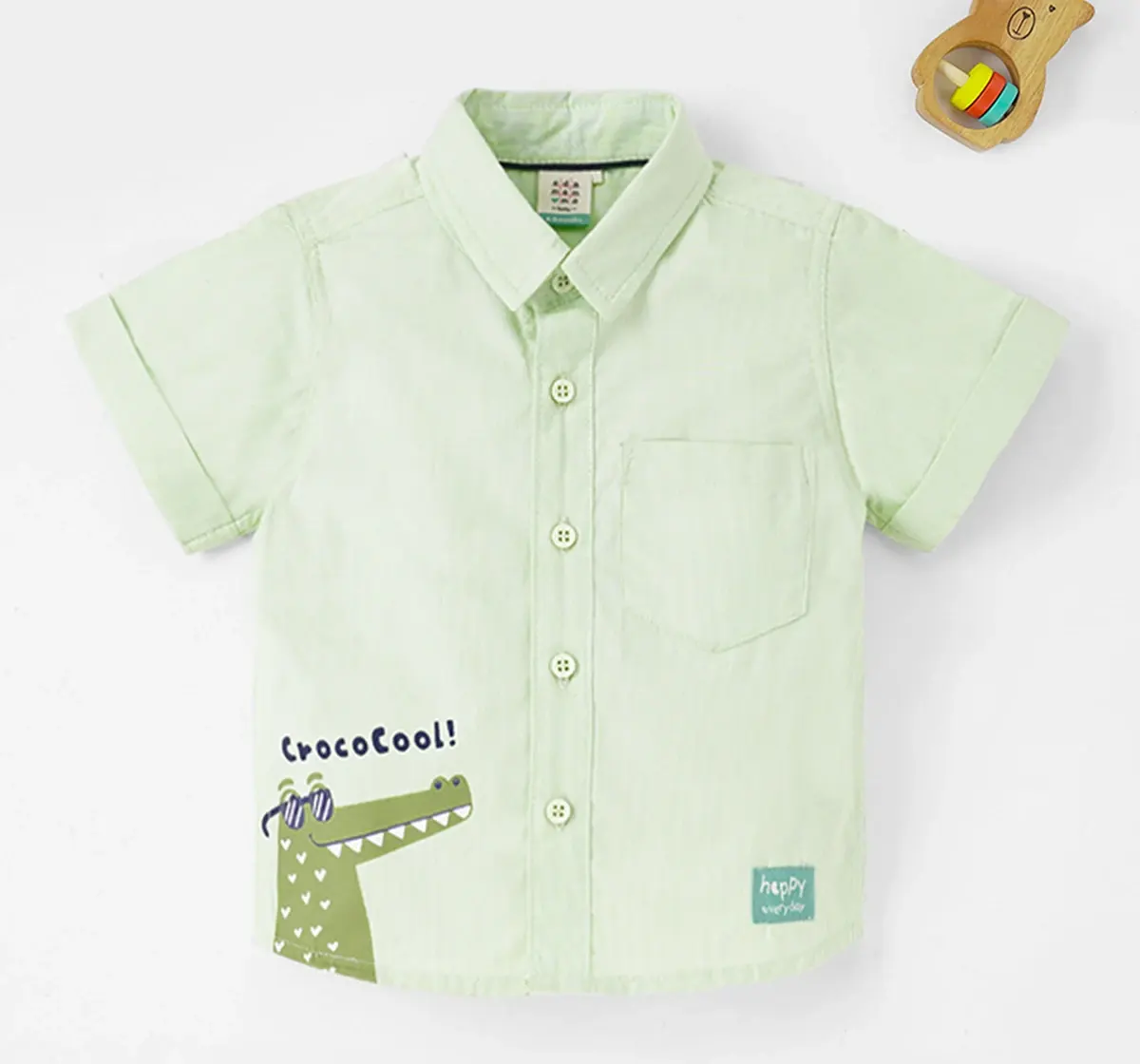 Infant Boys Printed 100% Cotton Shirt - Green