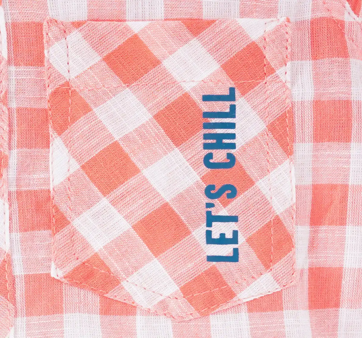 Infant Boys Checkered 100% Cotton Shirt - Peach