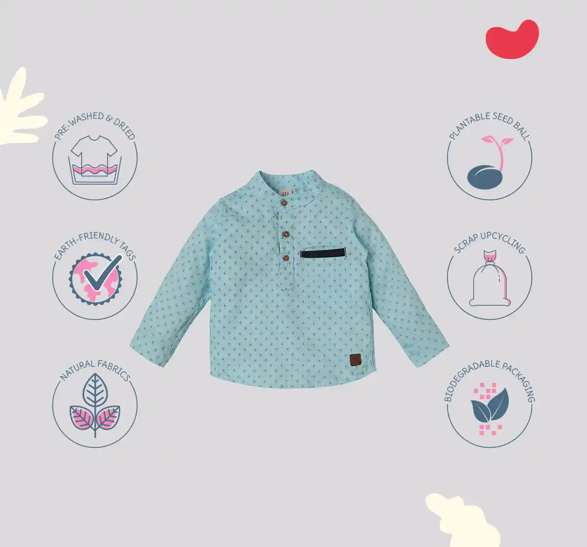 Infant Boys' Printed 100% Cotton Shirt - Blue