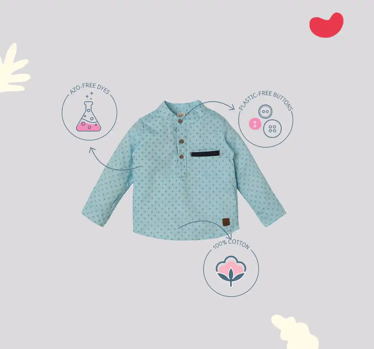 Infant Boys' Printed 100% Cotton Shirt - Blue