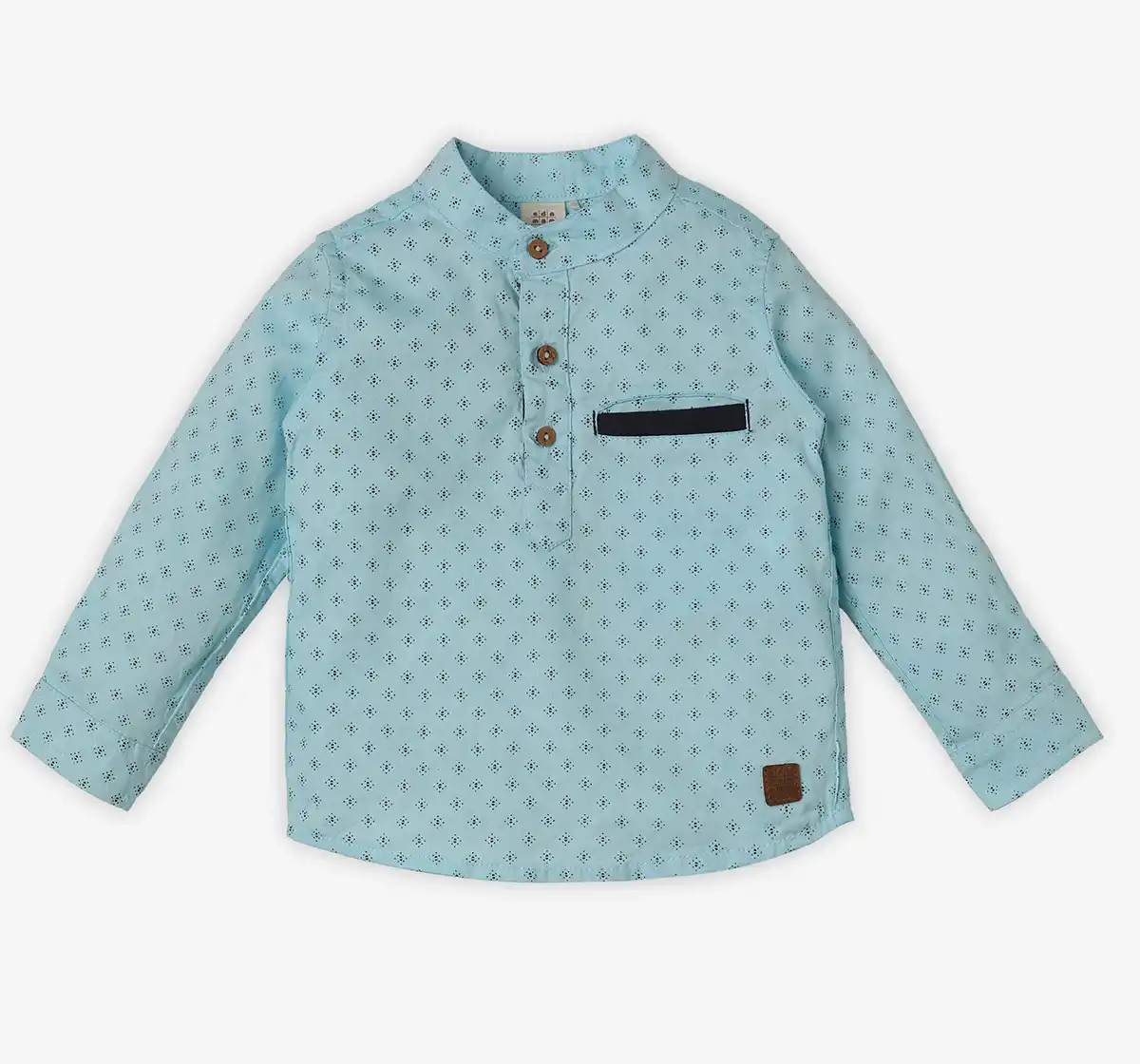 Infant Boys' Printed 100% Cotton Shirt - Blue