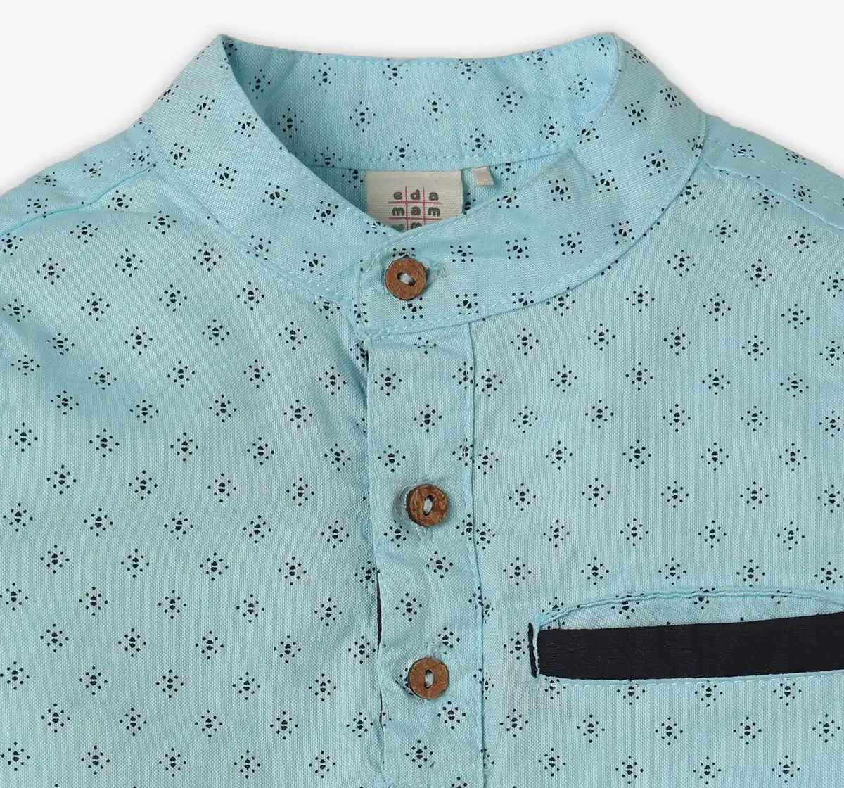 Infant Boys' Printed 100% Cotton Shirt - Blue