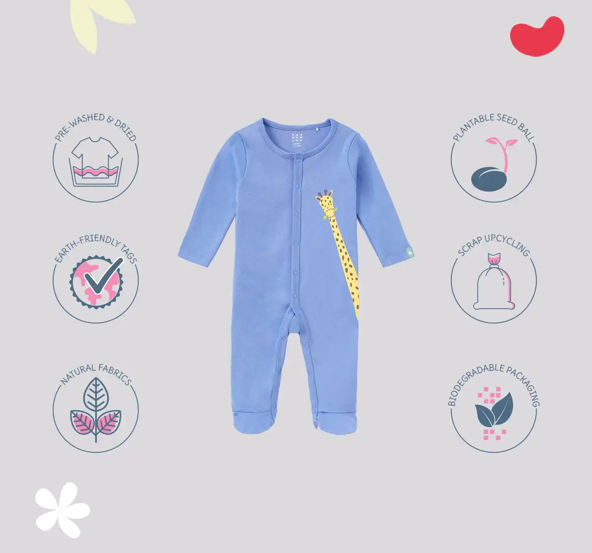 Infant Boys Printed 100% Cotton Sleepsuit - Blue