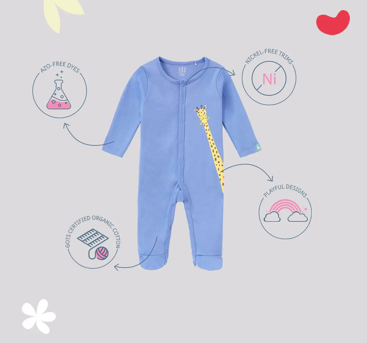 Infant Boys Printed 100% Cotton Sleepsuit - Blue