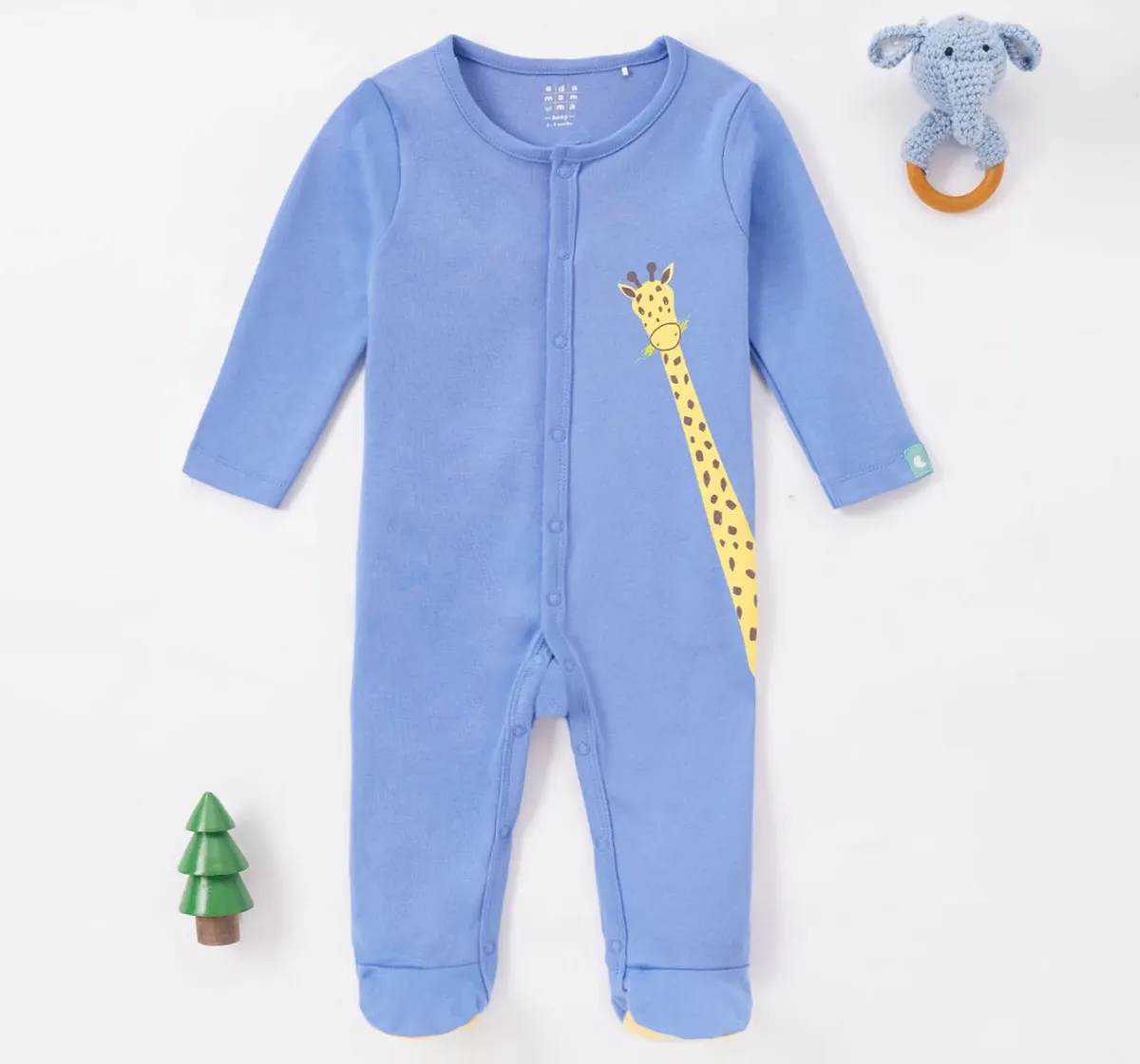 Infant Boys Printed 100% Cotton Sleepsuit - Blue