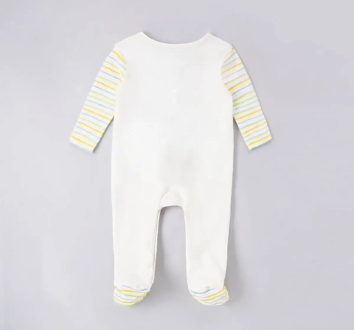 Infant Boys Printed 100% Cotton Sleepsuit - White