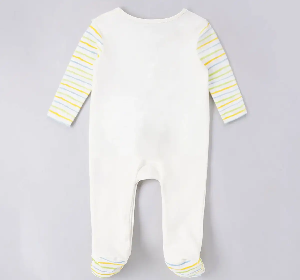 Infant Boys Printed 100% Cotton Sleepsuit - White
