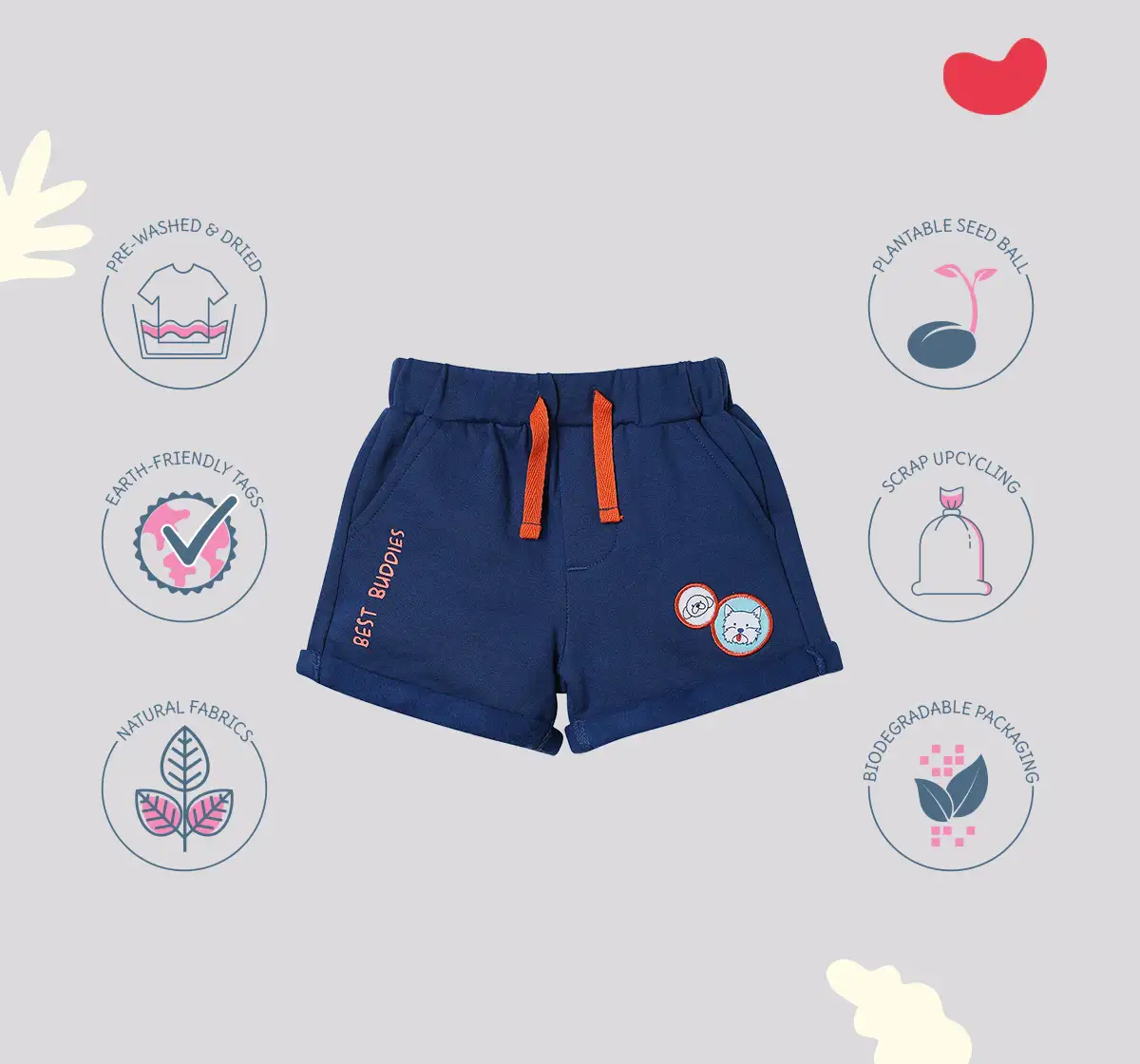 Infant Boys’ 100% Cotton Shorts – Blue