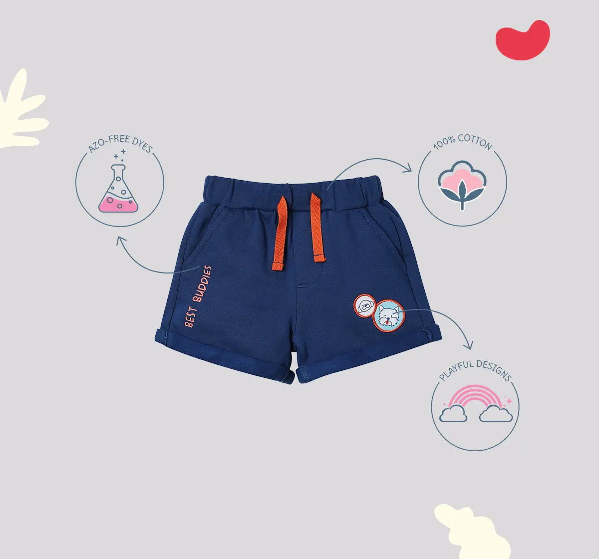 Infant Boys’ 100% Cotton Shorts – Blue