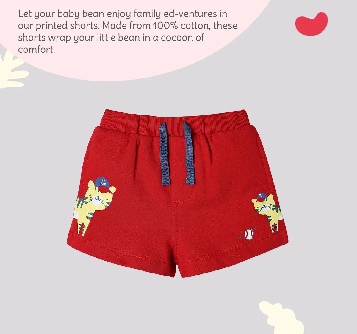 Infant Boys’ Printed 100% Cotton Shorts – Red