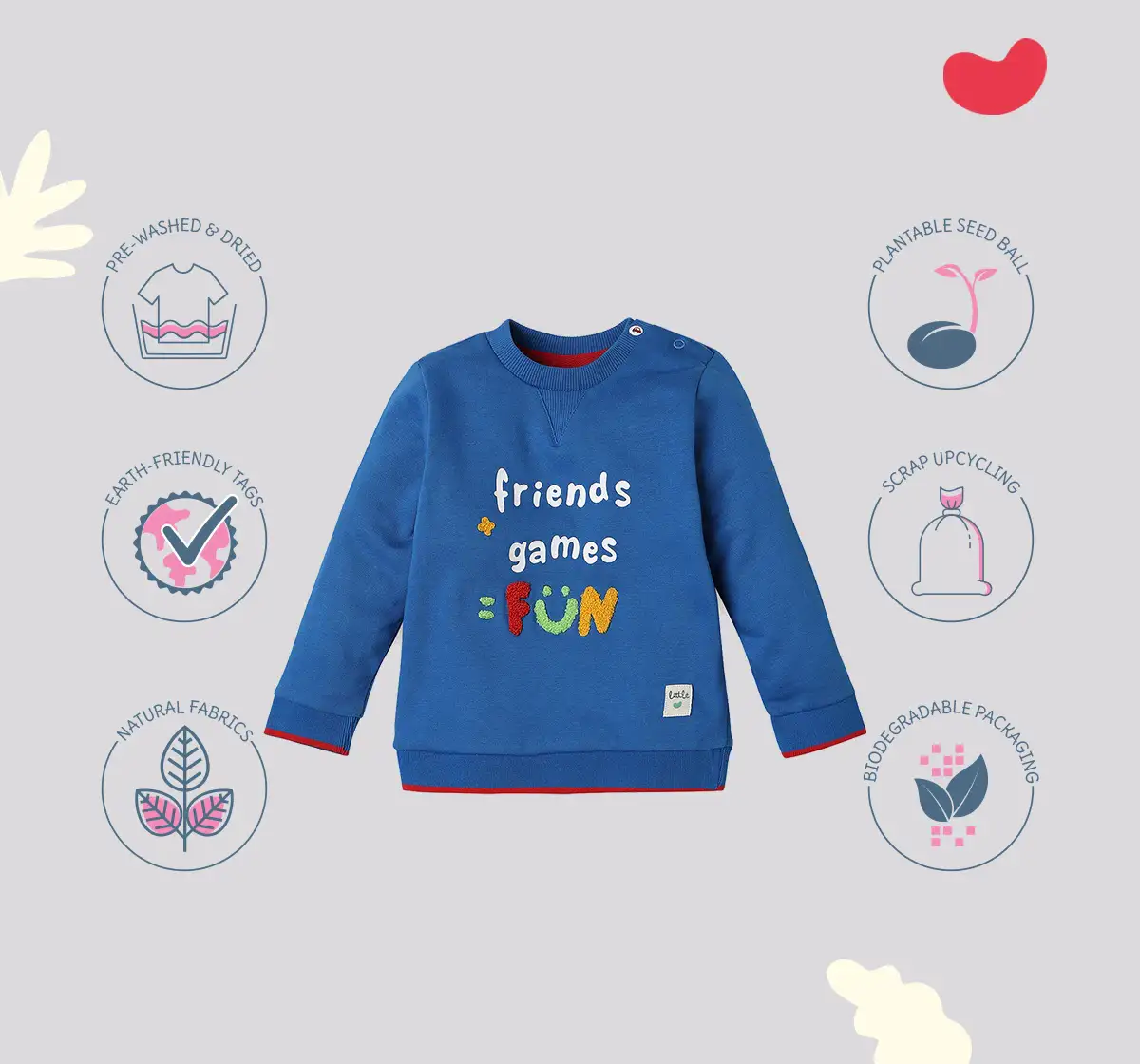 Infant Boys' Embroidered 100% Cotton Sweatshirt - Blue