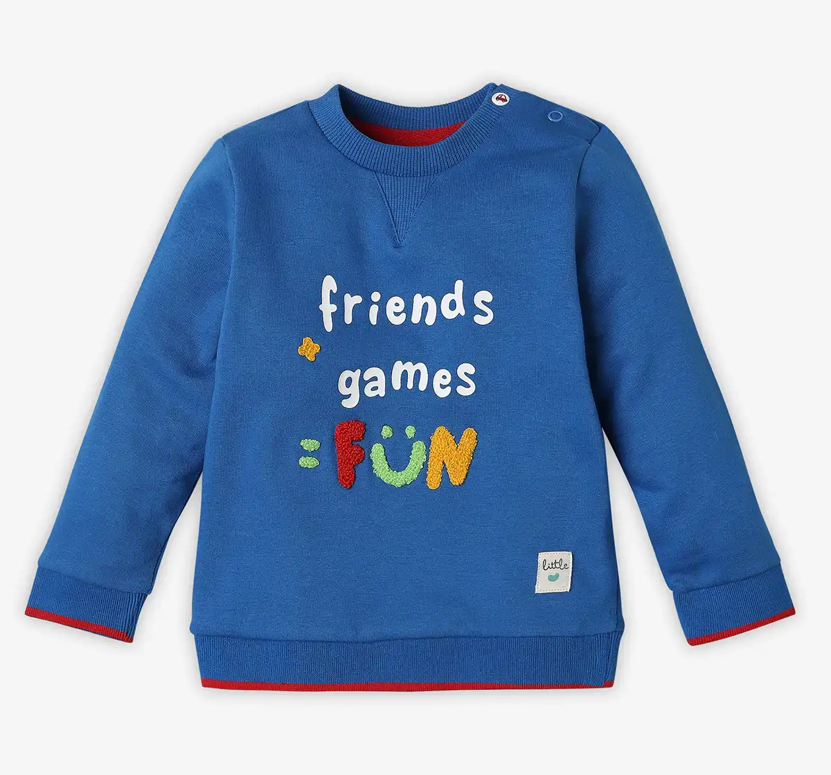 Infant Boys' Embroidered 100% Cotton Sweatshirt - Blue