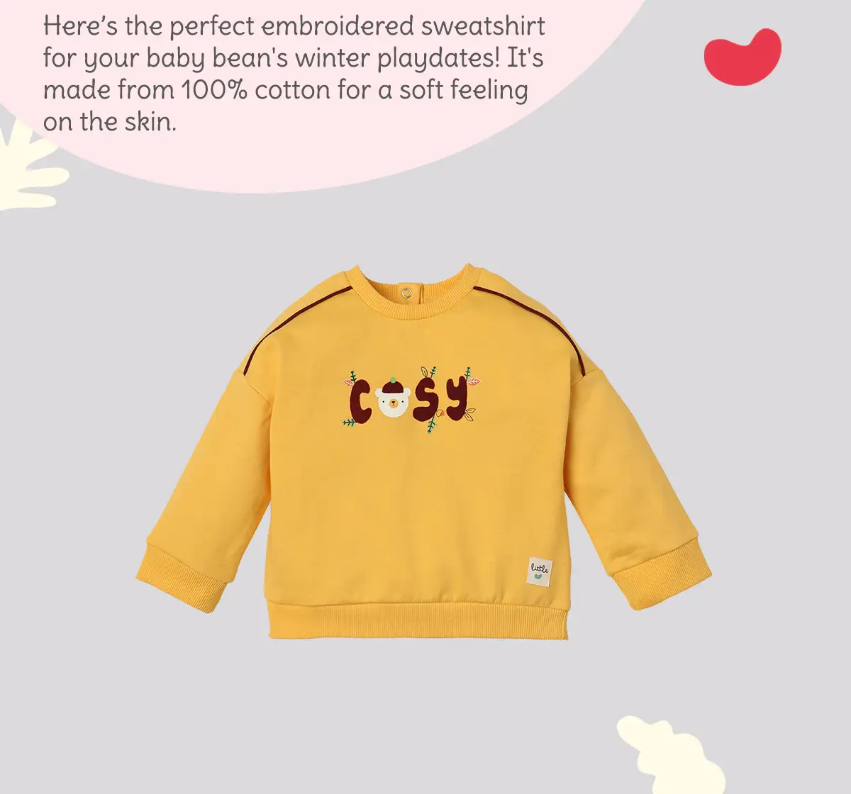 Infant Boys' Embroidered 100% Cotton Sweatshirt - Yellow