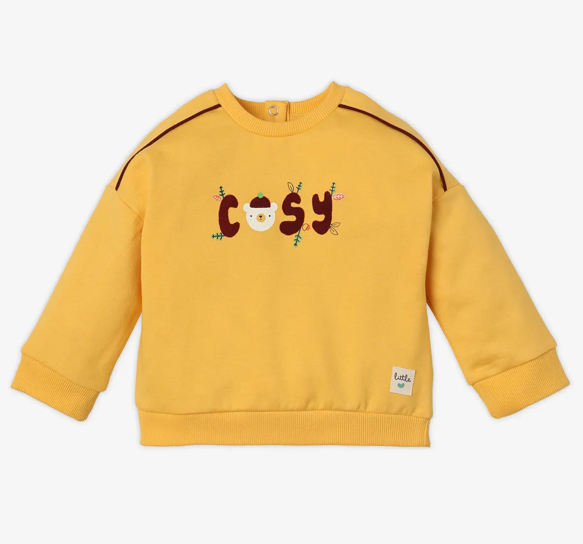 Infant Boys' Embroidered 100% Cotton Sweatshirt - Yellow