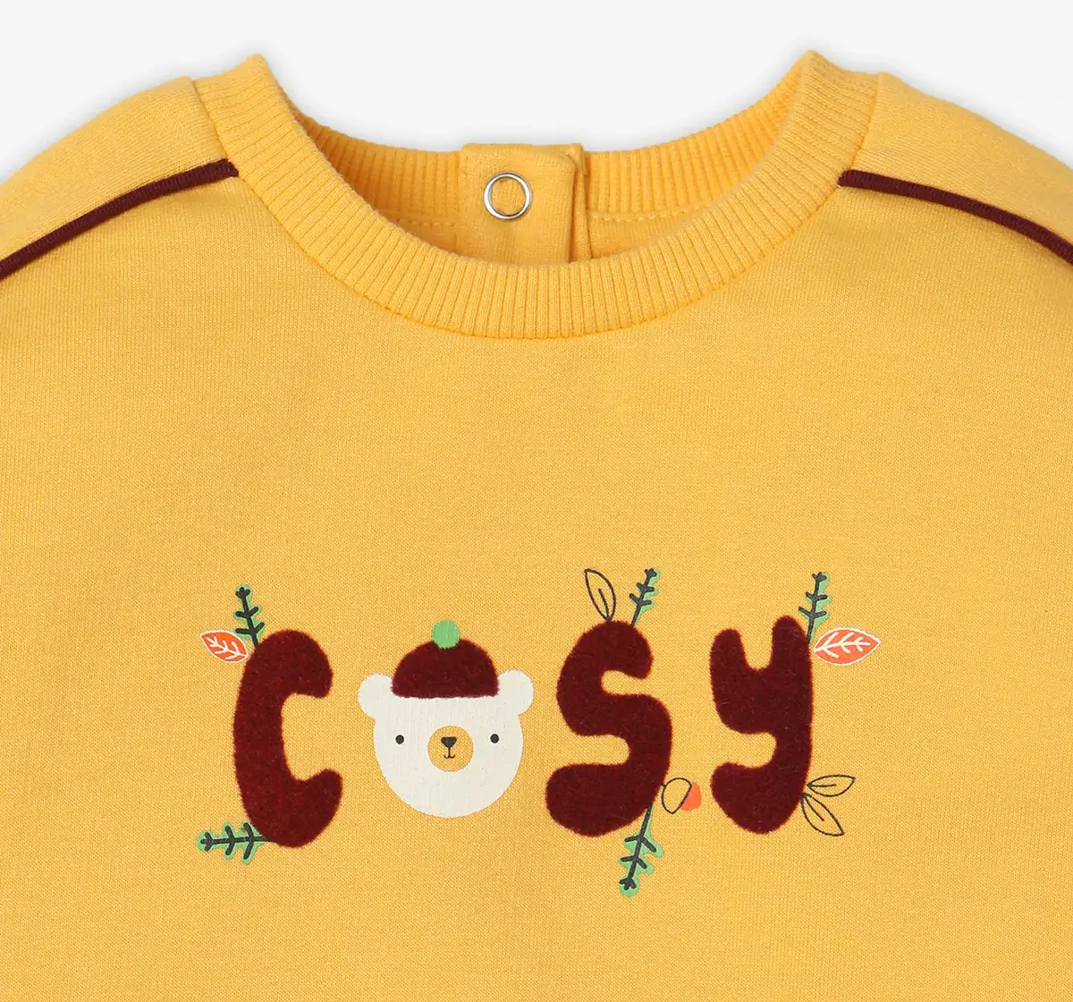 Infant Boys' Embroidered 100% Cotton Sweatshirt - Yellow