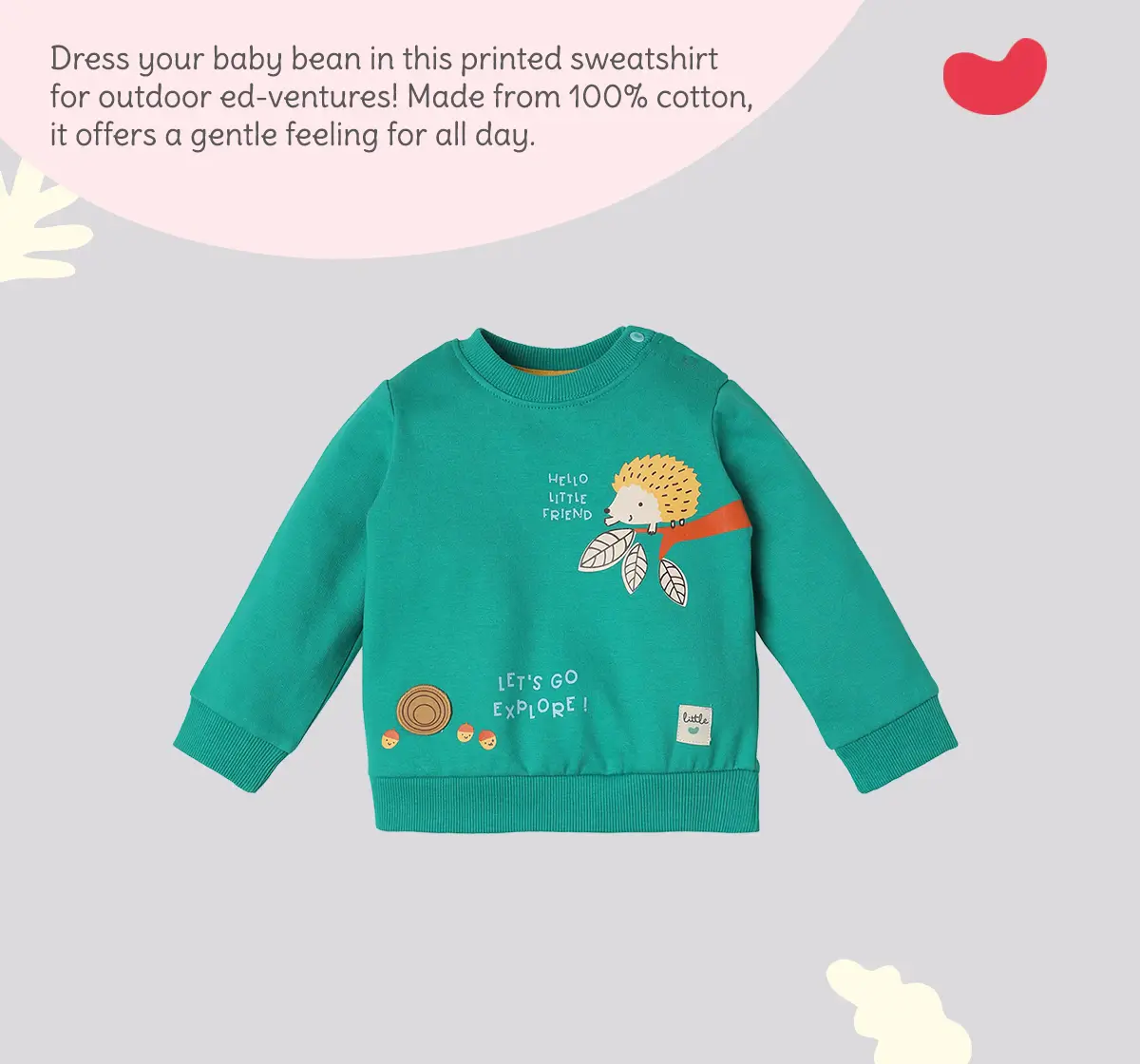 Infant Boys' Printed 100% Cotton Sweatshirt - Green