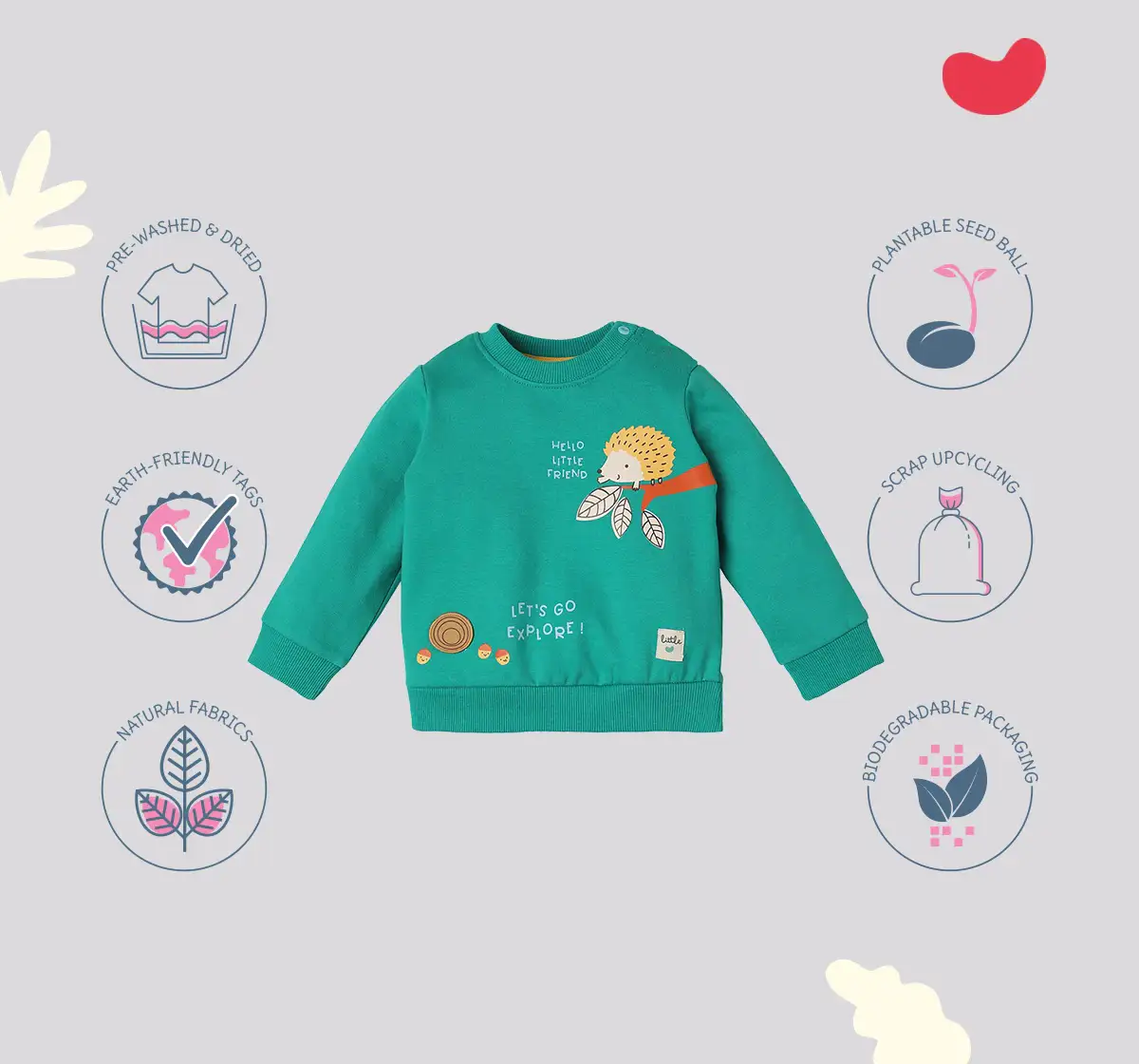 Infant Boys' Printed 100% Cotton Sweatshirt - Green