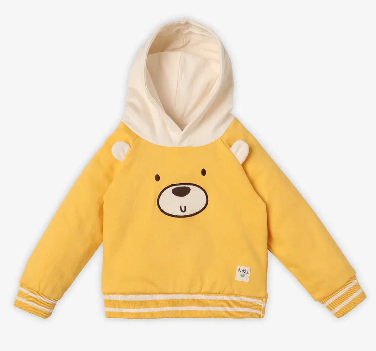 Infant Boys' Printed 100% Cotton Hooded Sweatshirt - Yellow