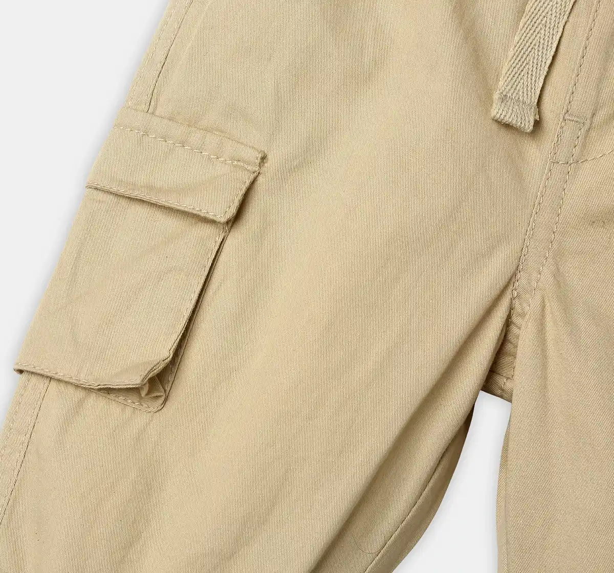 Infant Boys Embroidered 100% Cotton Cargos - Beige