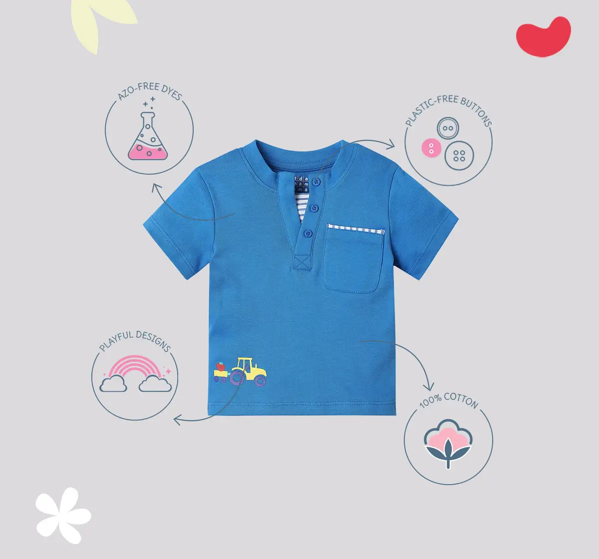 Infant Boys' Printed 100% Cotton T-Shirt - Blue