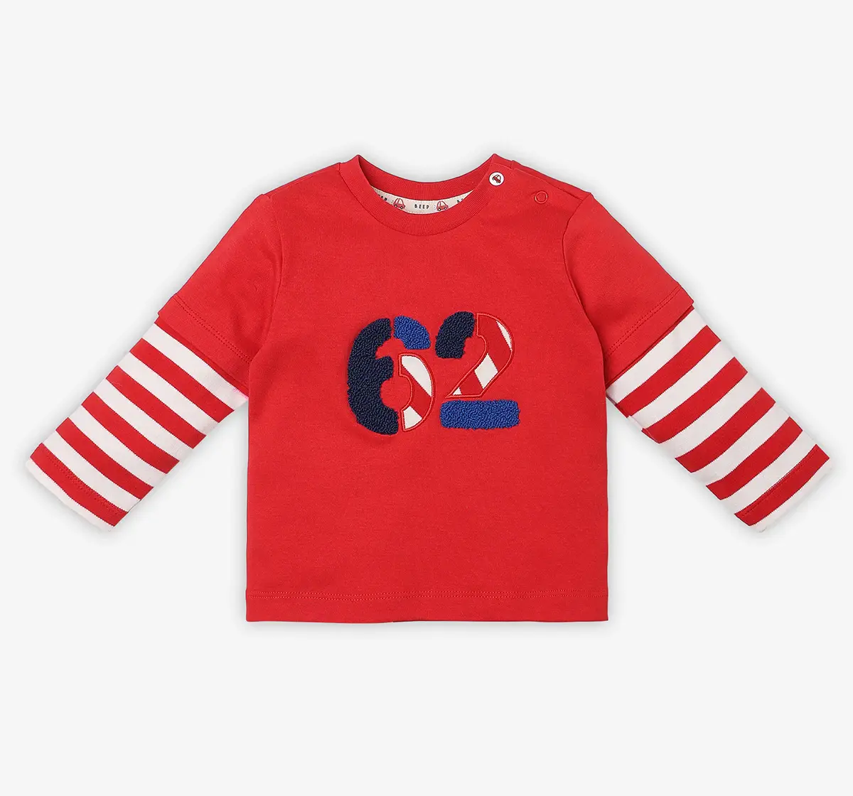 Infant Boys Full-Sleeved 100% Cotton T-shirt - Red
