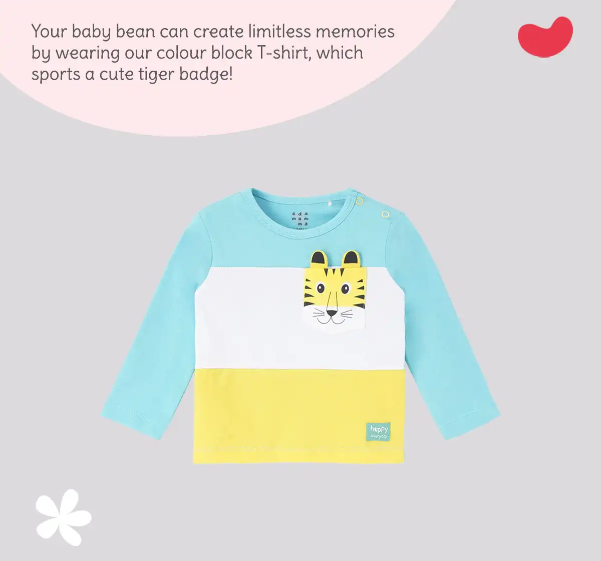 Infant Boys Colour Block 100% Cotton T-Shirt - Blue