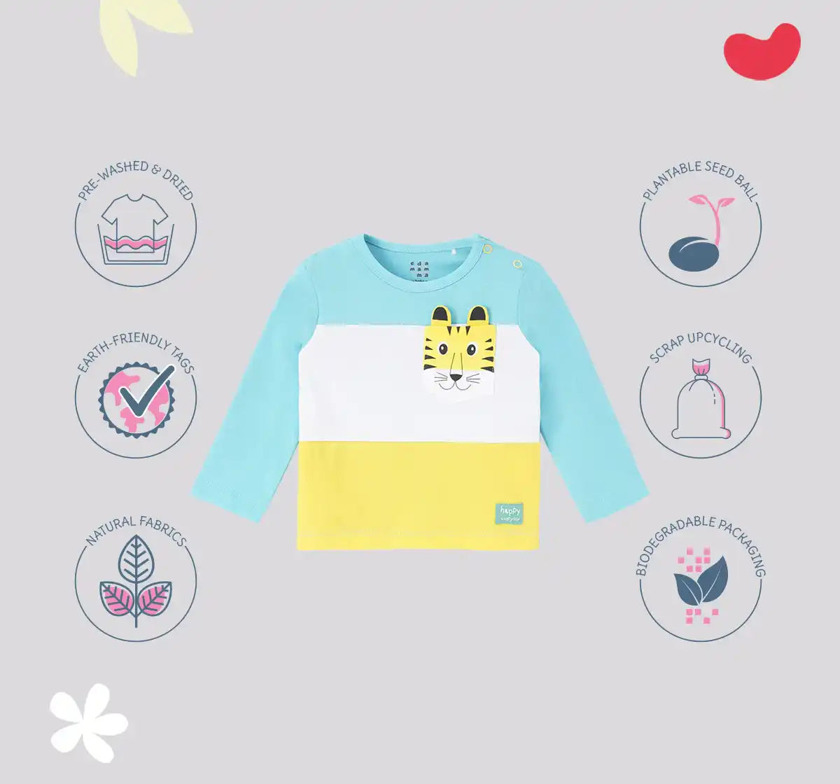 Infant Boys Colour Block 100% Cotton T-Shirt - Blue