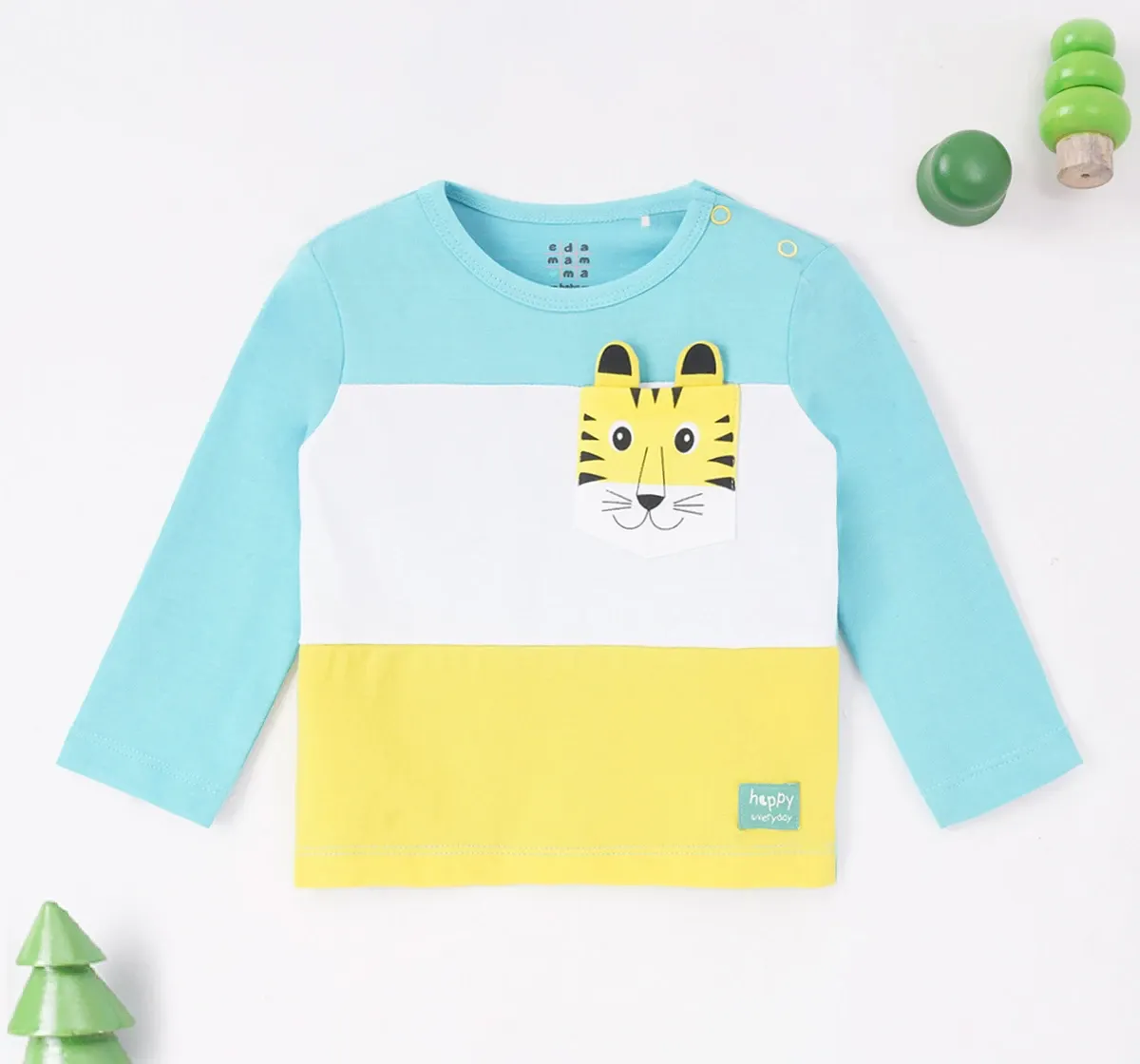 Infant Boys Colour Block 100% Cotton T-Shirt - Blue