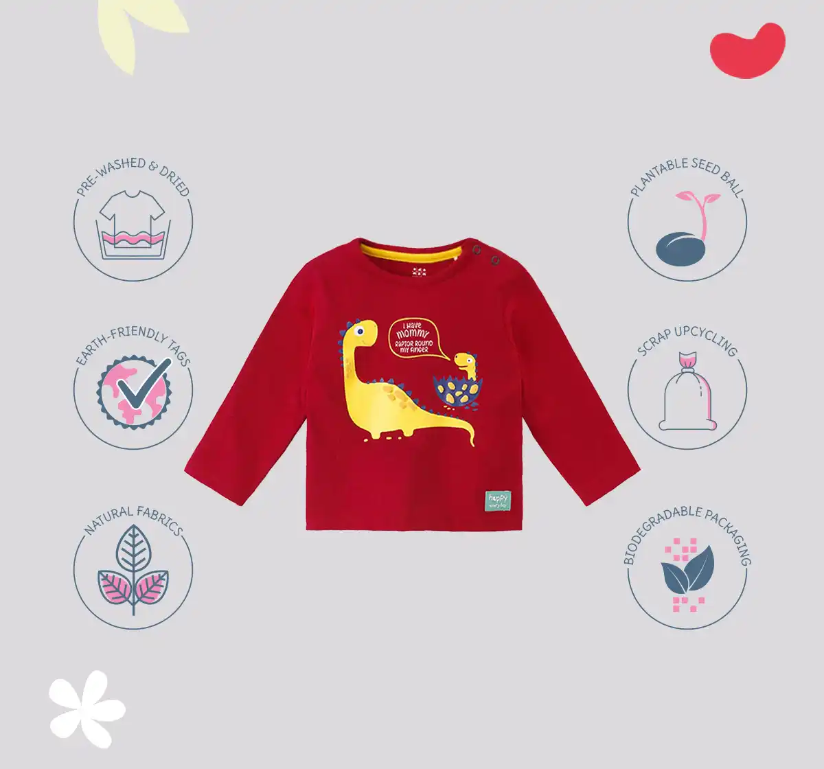 Infant Boys Printed 100% Cotton T-Shirt - Red