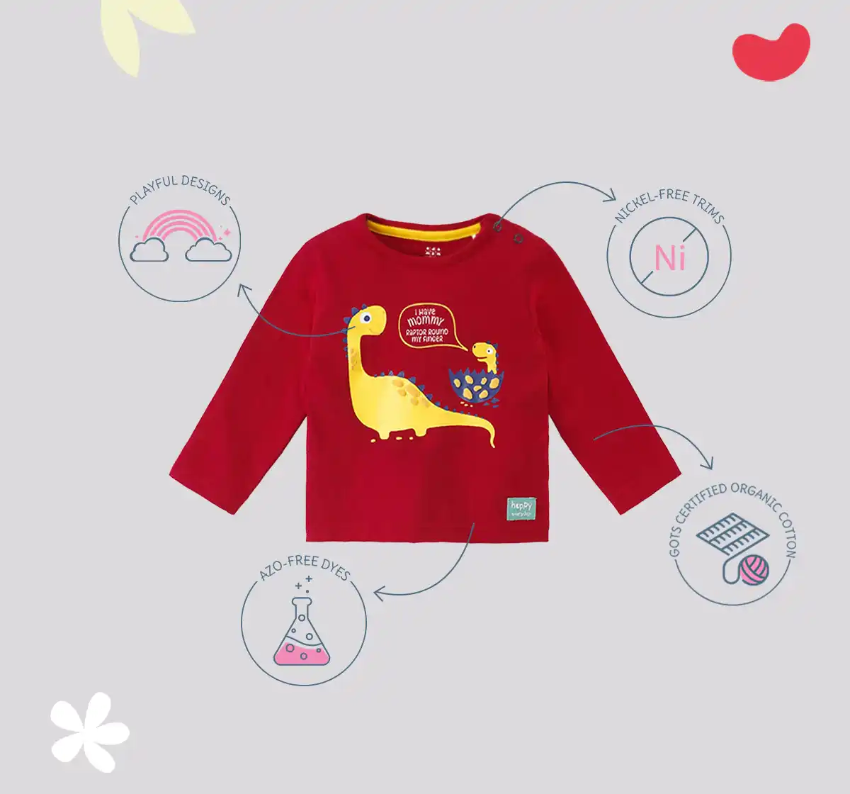 Infant Boys Printed 100% Cotton T-Shirt - Red