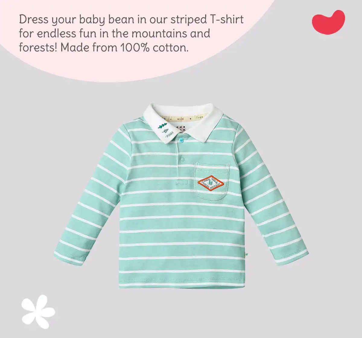 Infant Boys Striped 100% Cotton T-Shirt - Blue