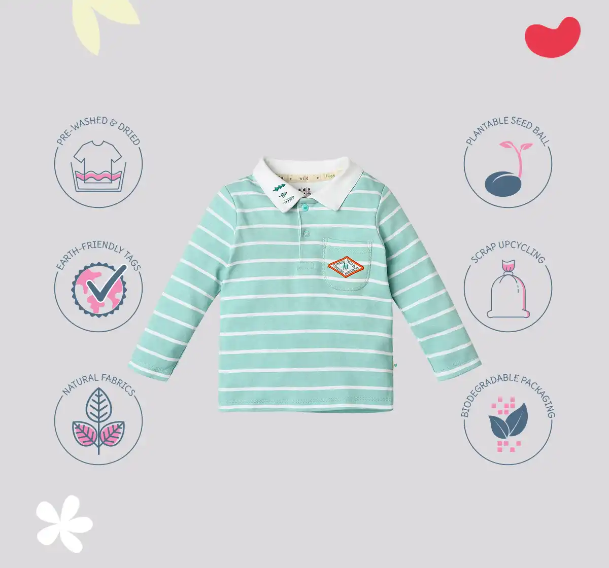 Infant Boys Striped 100% Cotton T-Shirt - Blue