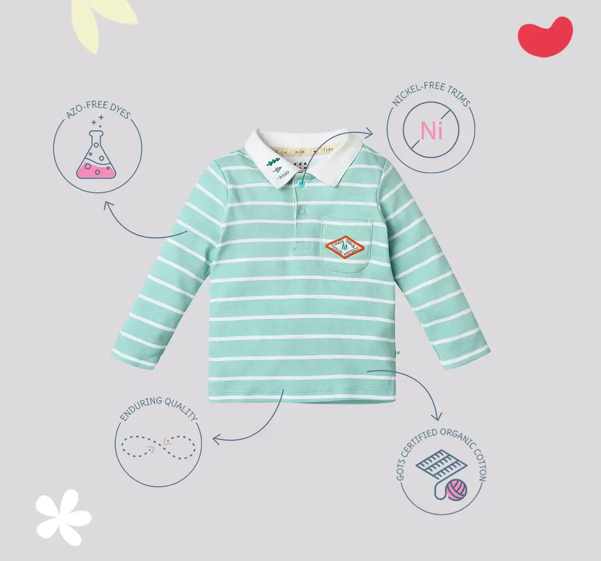 Infant Boys Striped 100% Cotton T-Shirt - Blue