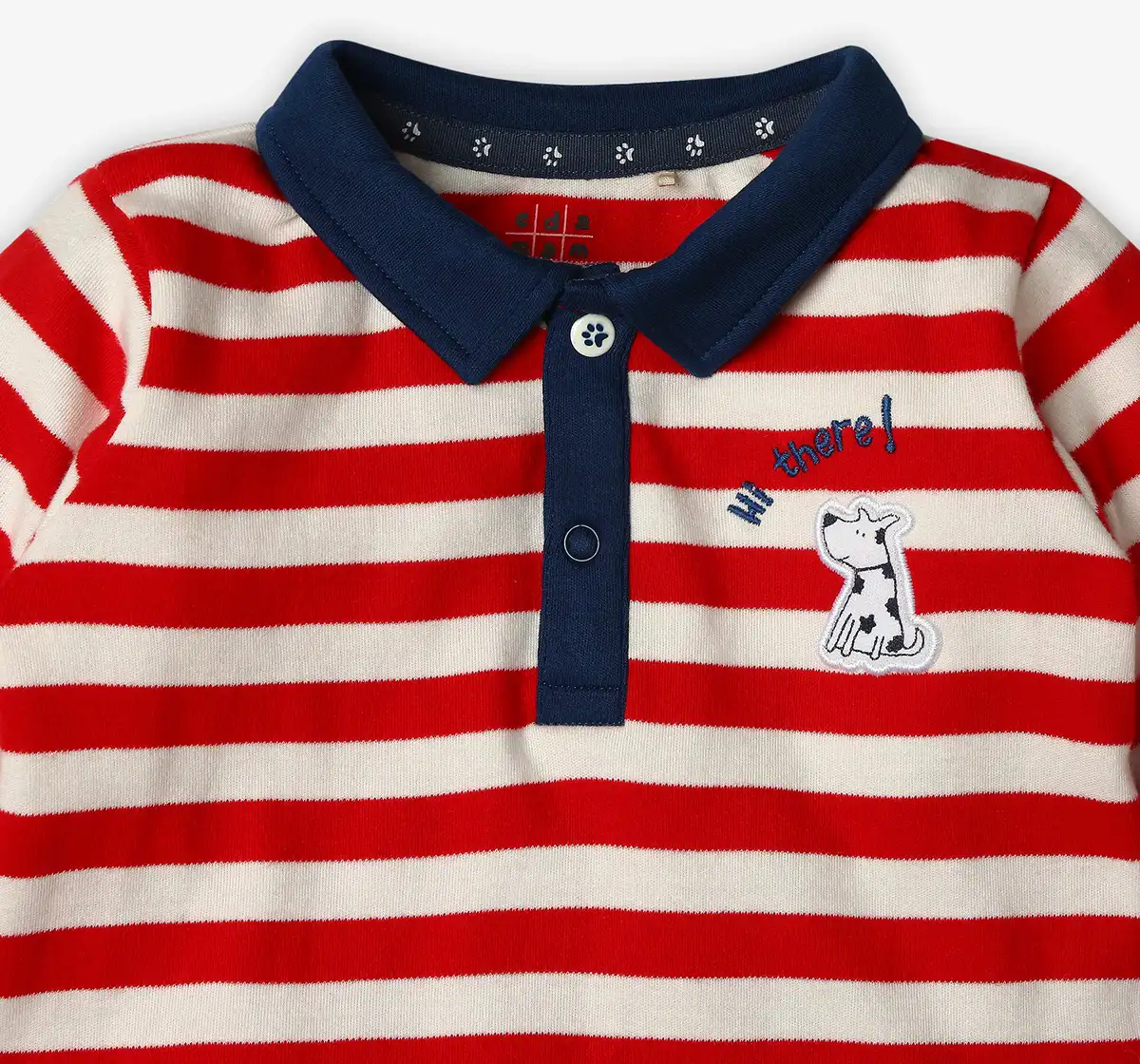 Infant Boys Striped 100% Cotton T-Shirt - Red