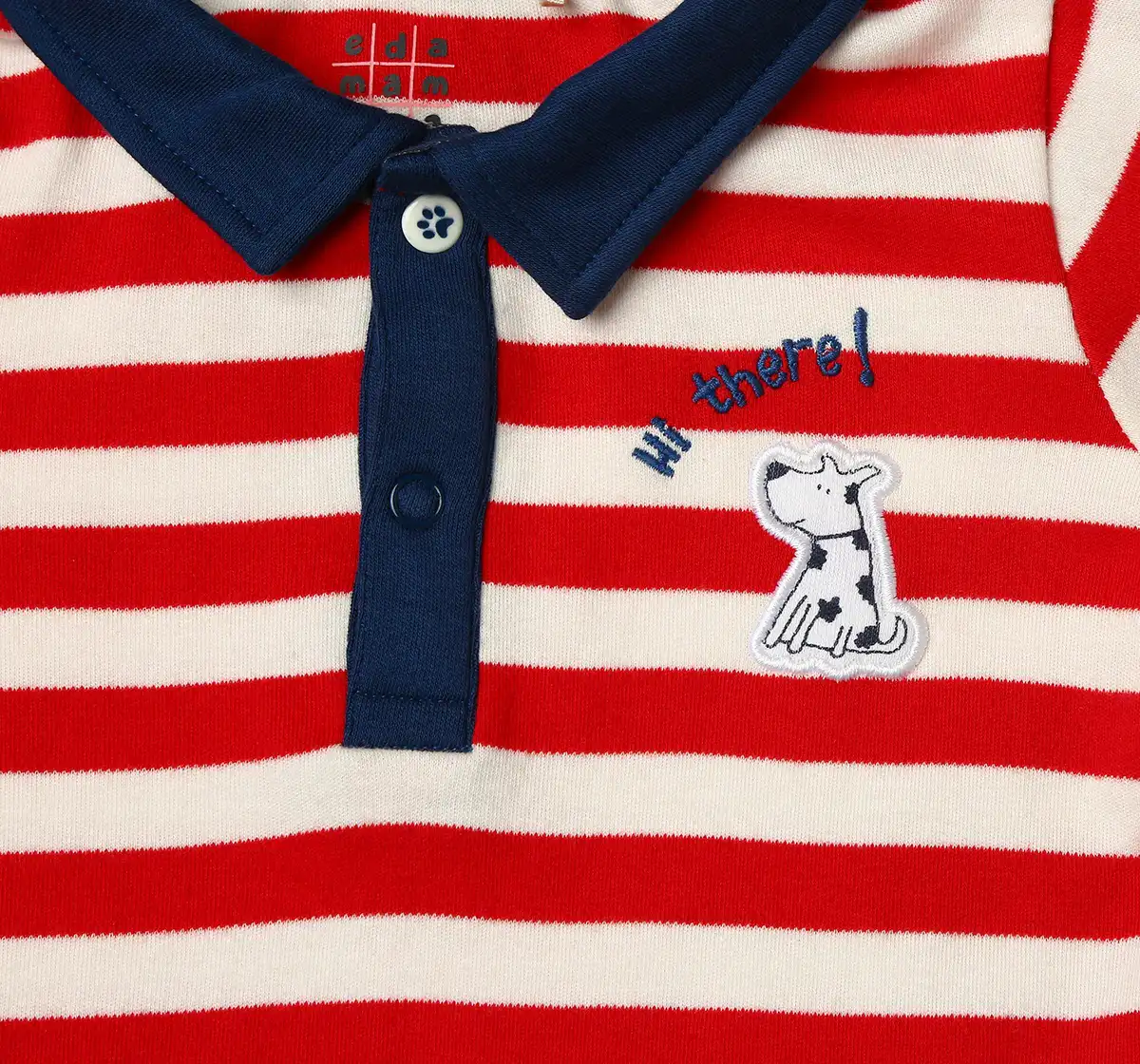 Infant Boys Striped 100% Cotton T-Shirt - Red