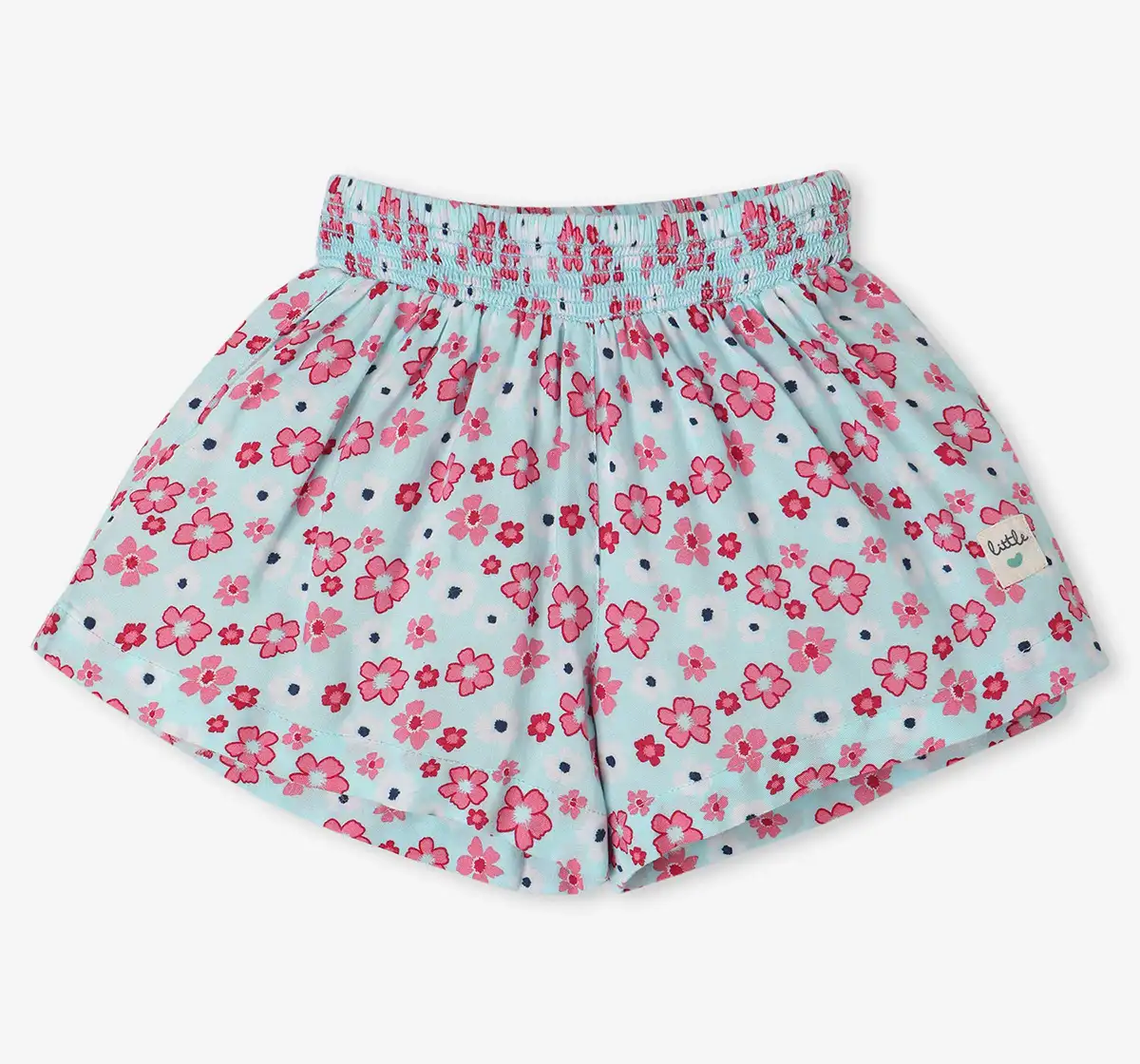 Infant Girls' Floral Printed 100% Cotton Top with Shorts Set - Multicolour