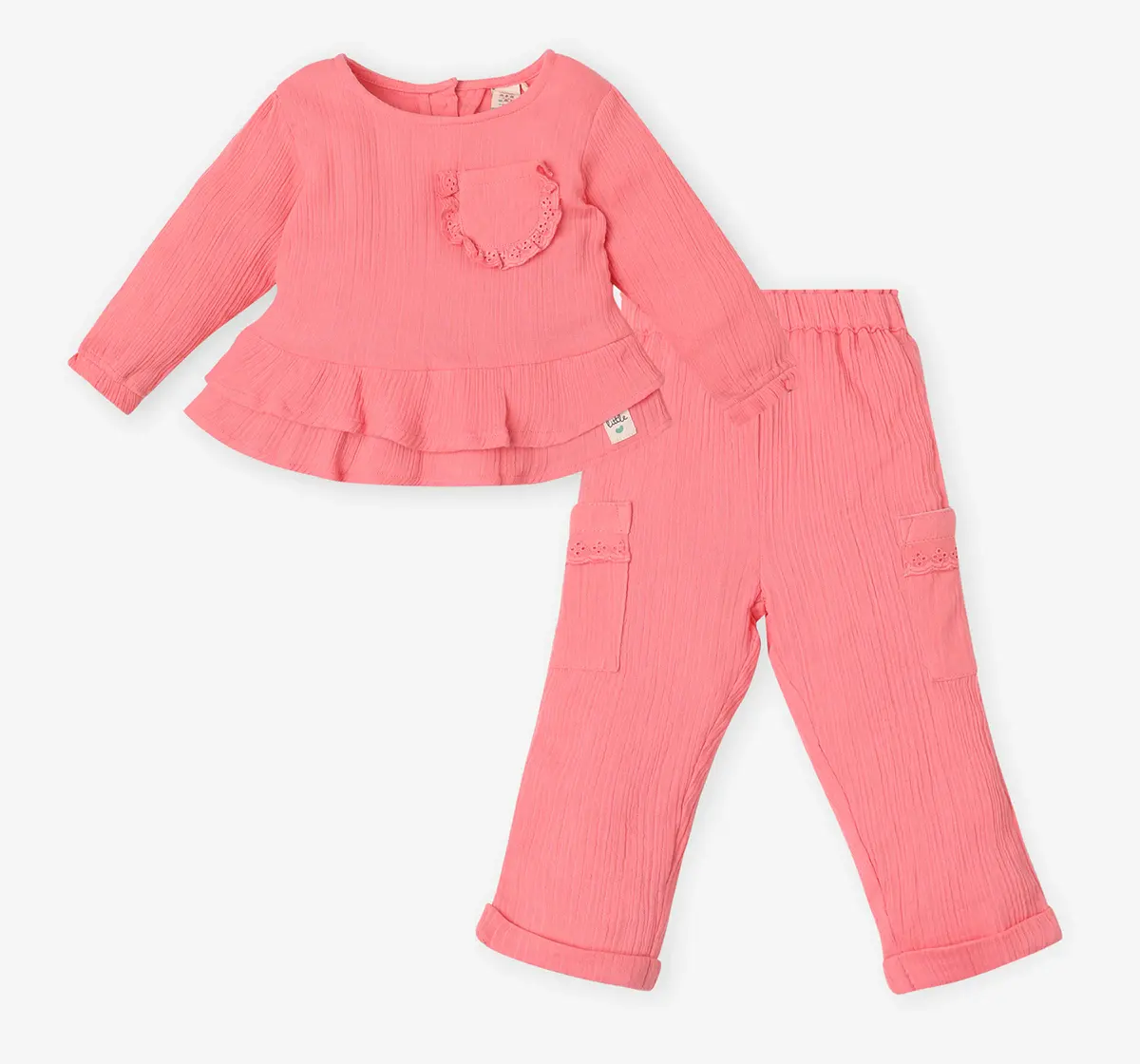 Infant Girls' 100% Cotton Co-ord Set - Peach