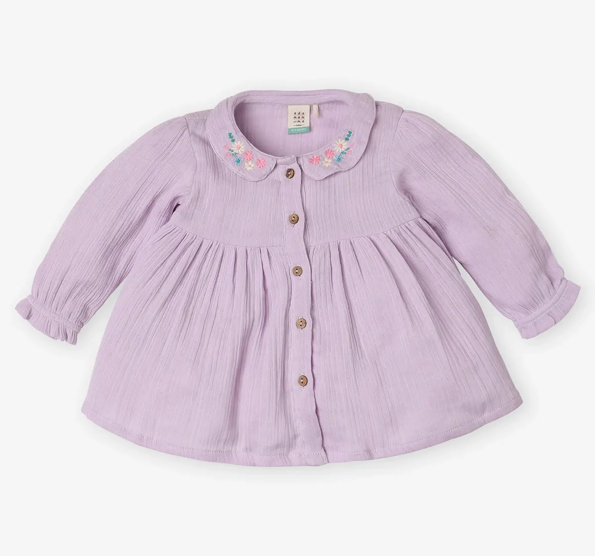 Infant Girls' Embroidered 100% Cotton Co-ord Set - Lavender