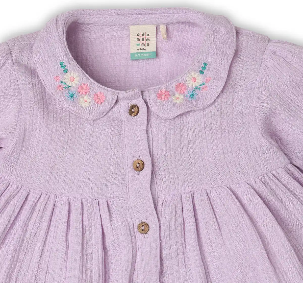 Infant Girls' Embroidered 100% Cotton Co-ord Set - Lavender