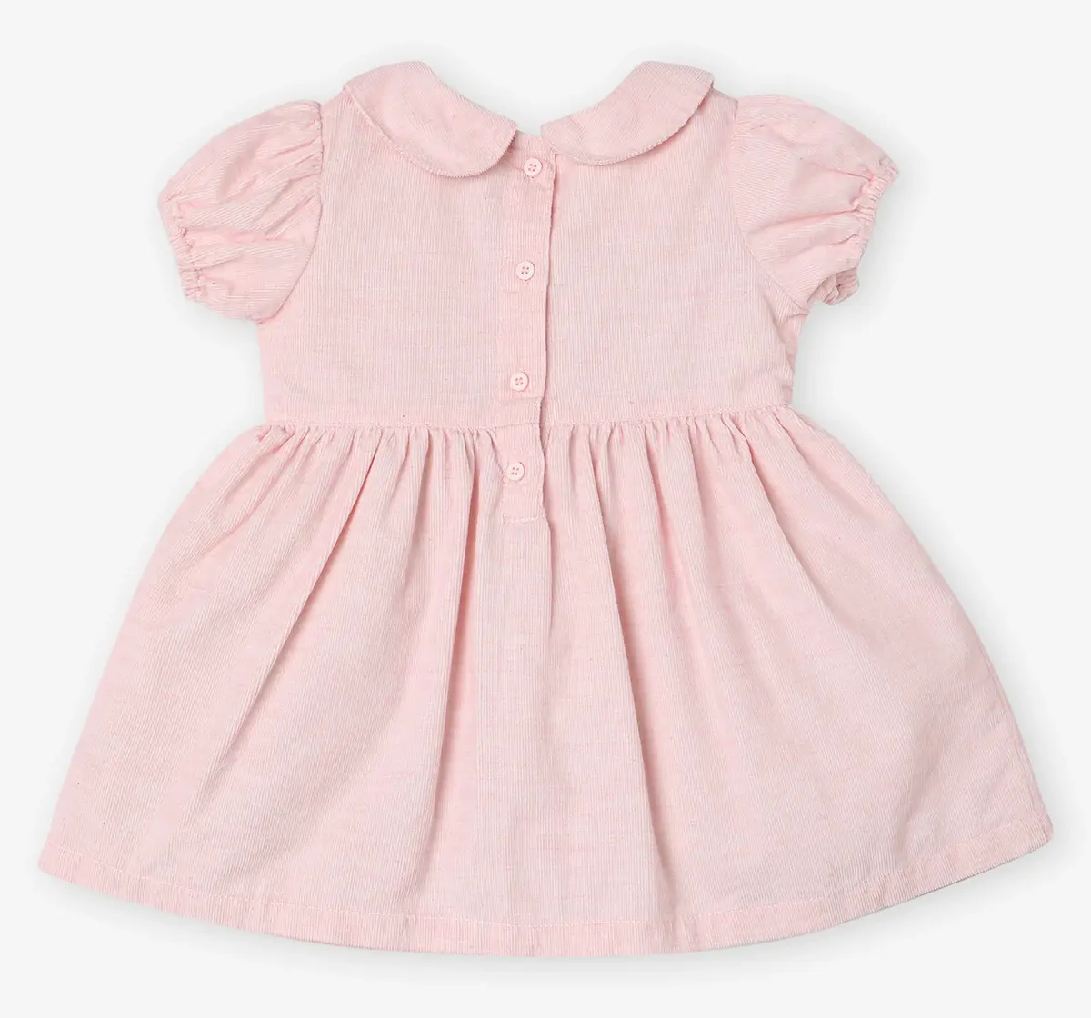 Infant Girls' Embroidered 100% Cotton Dress - Pink