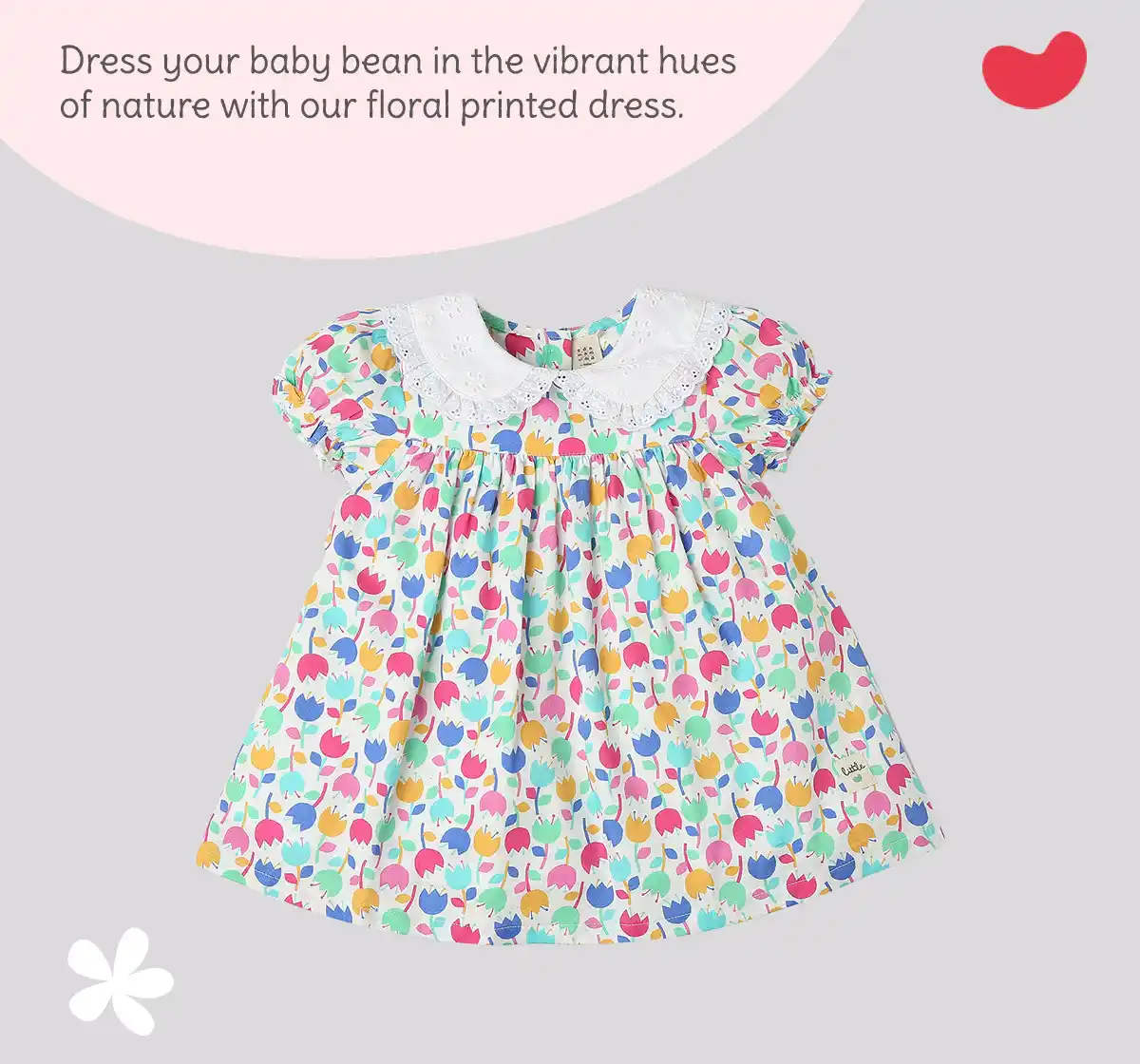 Infant Girls Printed 100% Cotton Dress With Bloomer - Multicoloured
