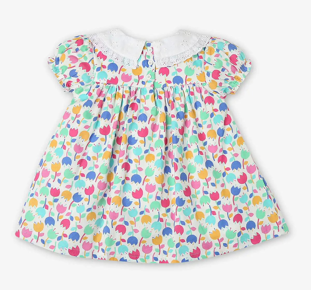Infant Girls Printed 100% Cotton Dress With Bloomer - Multicoloured