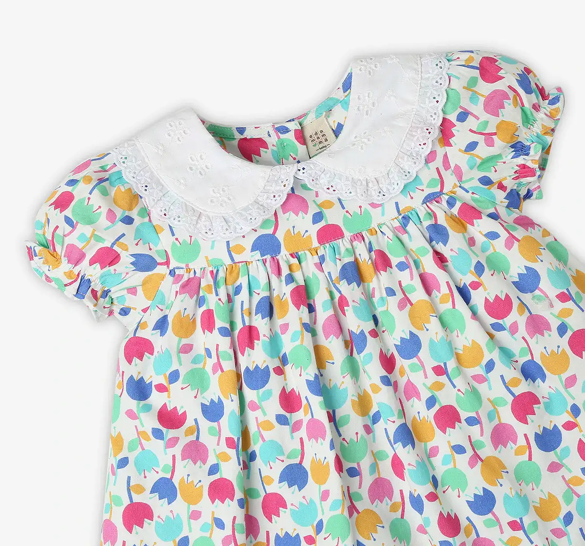 Infant Girls Printed 100% Cotton Dress With Bloomer - Multicoloured