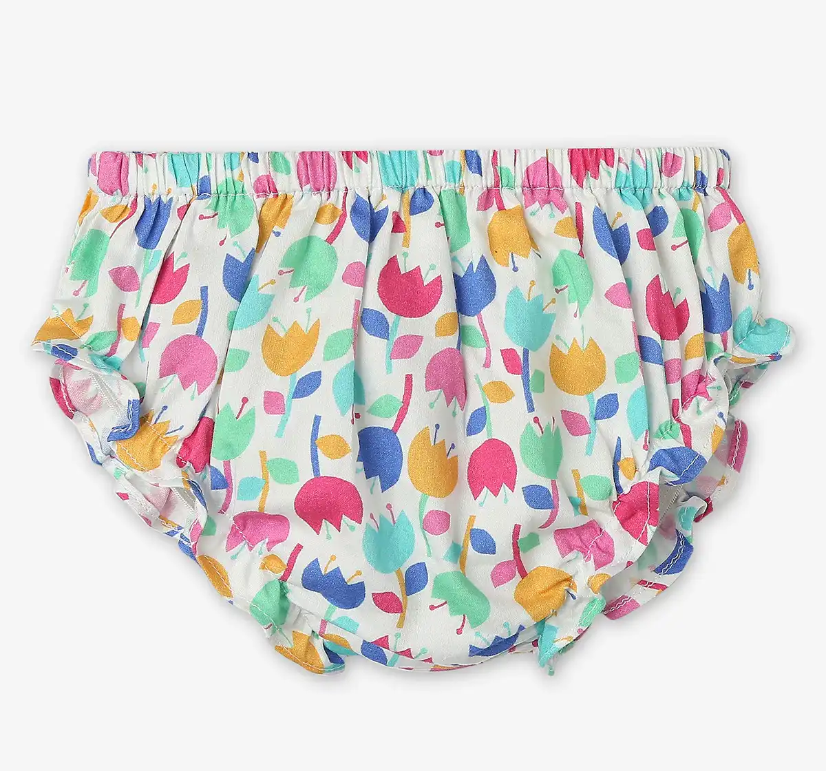 Infant Girls Printed 100% Cotton Dress With Bloomer - Multicoloured