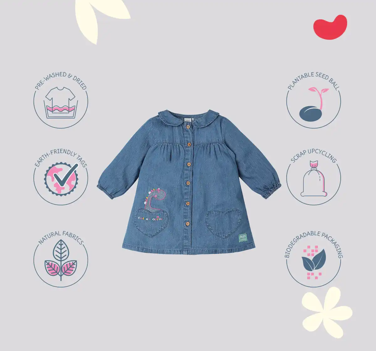 Infant Girls Full Sleeves Denim Dress