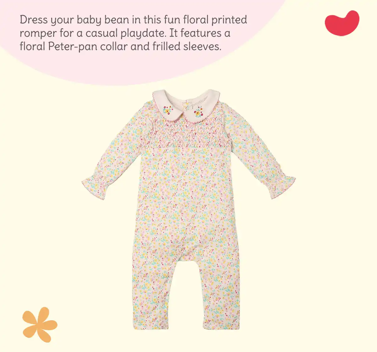 Infant Girls Printed 100% Cotton Romper - Multicolour