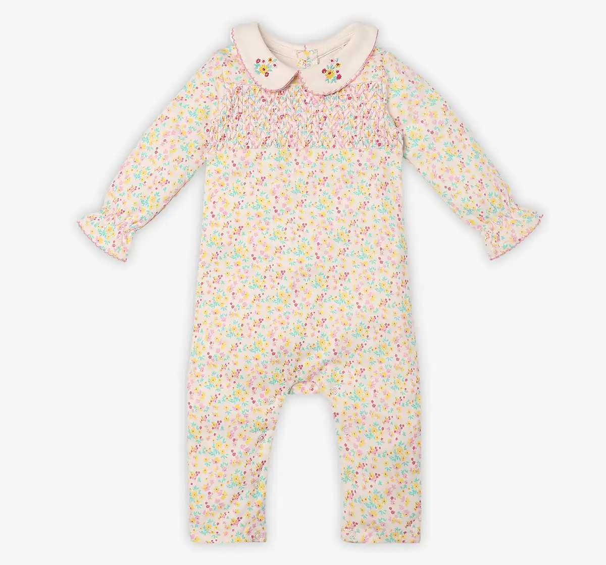 Infant Girls Printed 100% Cotton Romper - Multicolour